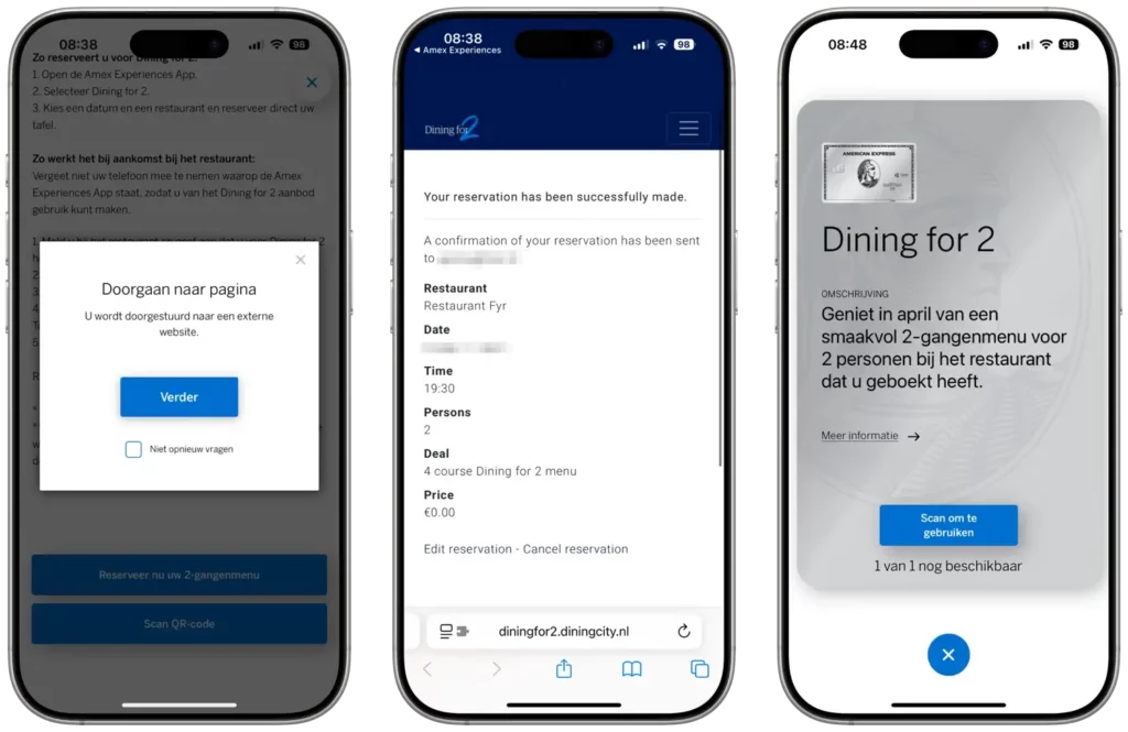 AMEX Dinertegoed stap 3
