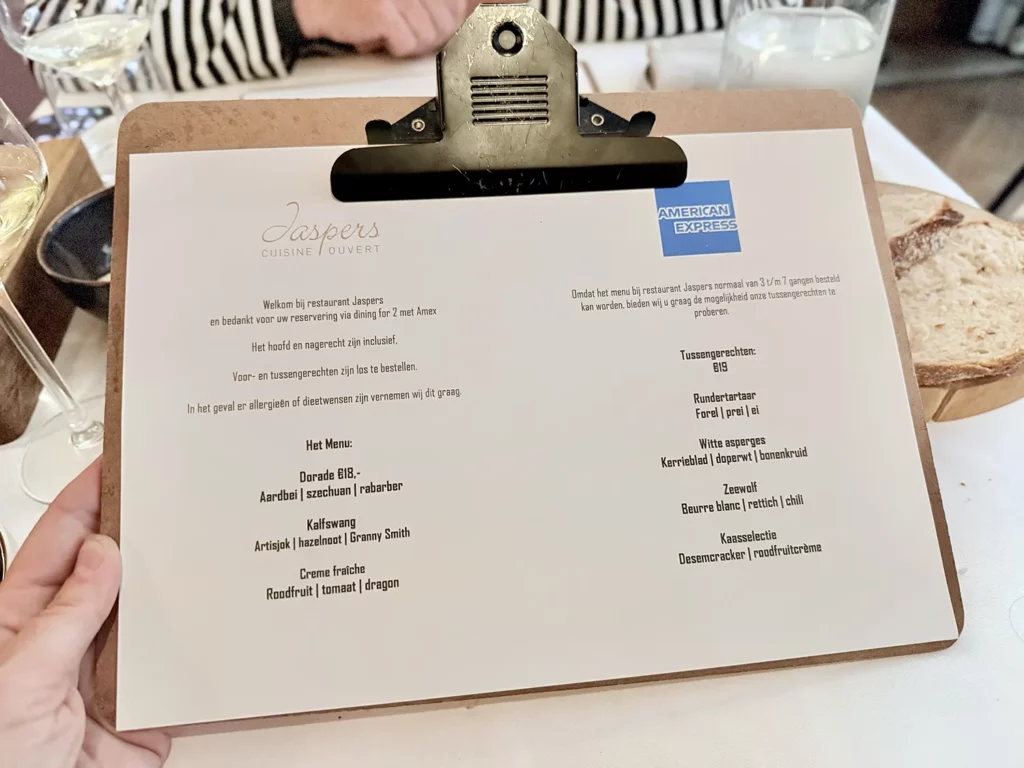 AMEX-menu Jaspers