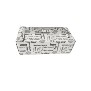 Boîte alimentaire thermique en carton avec poignée 14x28,5x9 cm, 50 pcs, sans plastique, idéale pour le contact alimentaire.