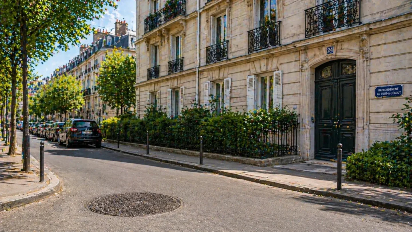 Appartement en copropriété raccordé au tout-à-l’égout dans une rue parisienne