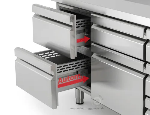 Chladiaci stôl PREMIUM PLUS - 1468x600 mm - s 1 dvierkami a 2 zásuvkami a so zadnou stenou - Image 4