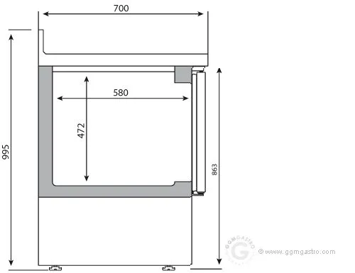 Chladiaci stôl PREMIUM PLUS - 1460 x 700 mm - s 3 dverami a podstavcom - Image 4