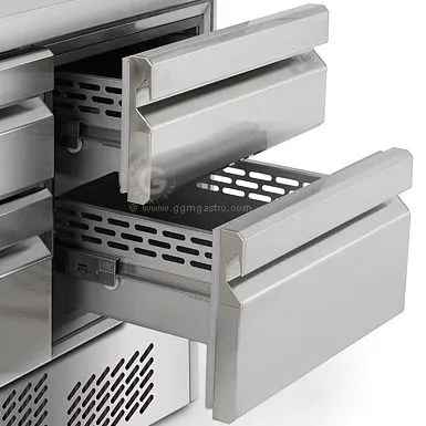 Chladiaci stôl PREMIUM PLUS - 1460x700mm - s 2 dvierkami a 2 zásuvkami a so zadnou stenou - Image 7