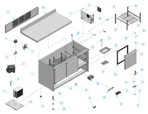 Chladiaci stôl PREMIUM PLUS - 1460x700mm - s 2 dvierkami a 2 zásuvkami a so zadnou stenou - Image 6