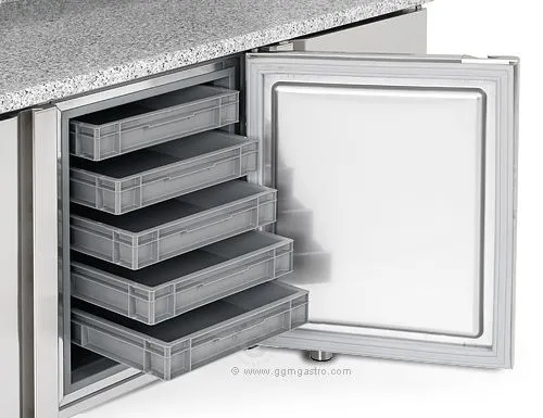 Chladiaci stôl na pizzu PREMIUM PLUS - 1783x800mm - s 2 dvierkami - vrátane chladiacej vitríny - 6x GN 1/3 - Image 4