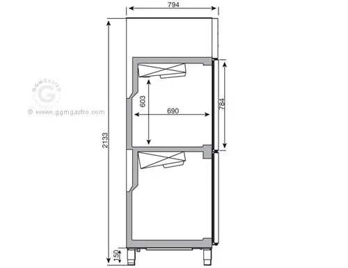 Chladnička a mraznička PREMIUM PLUS - GN 2/1 - 520 litrov - s 2 nerezovými polovičnými dverami - Image 3