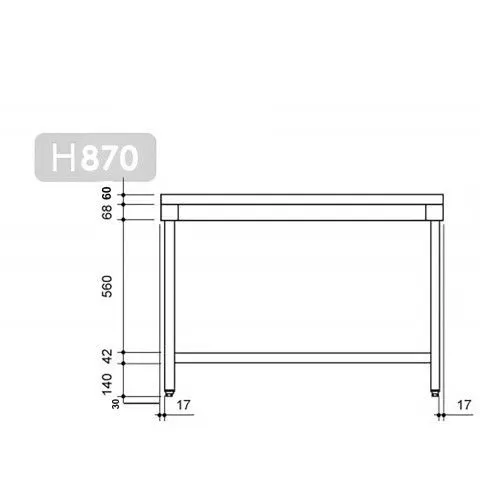 Nerezový pracovný stôl PREMIUM - 800x600mm - s podnožou a výstuhou - Image 3