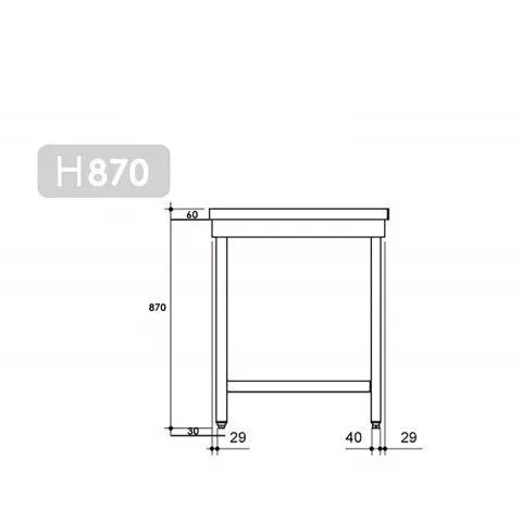 Nerezový pracovný stôl PREMIUM - 800x600mm - s podnožou a výstuhou - Image 4