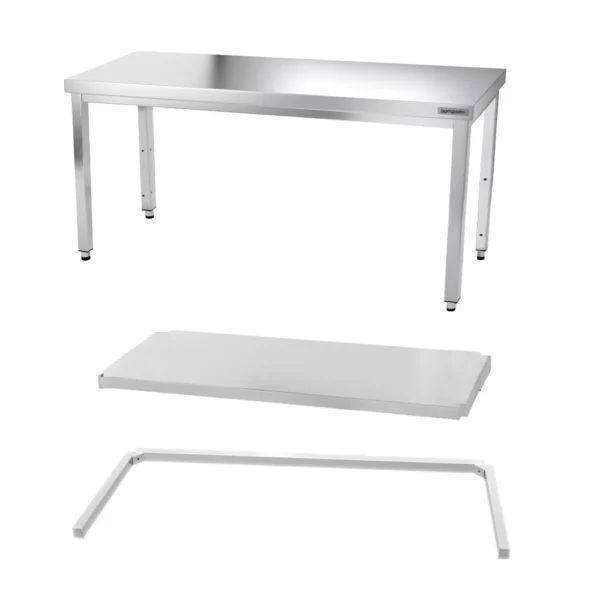 Nerezový pracovný stôl PREMIUM - 2000x600mm - s podnožou a výstuhou - Image 8