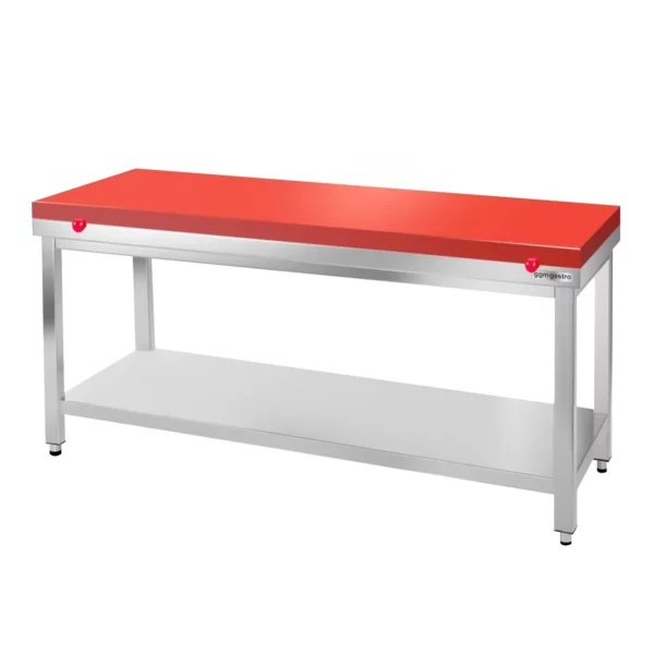 Nerezový pracovný stôl PREMIUM - 2000x800mm - s podložkou bez zadného lemu vr. rezná doska - Image 7