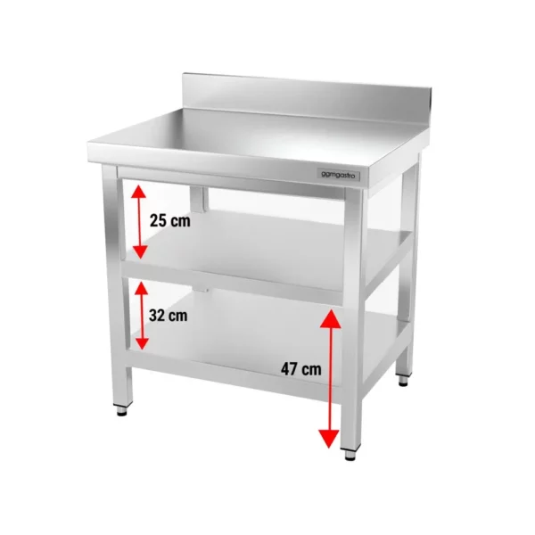 Nerezový pracovný stôl PREMIUM - 800x700mm - s podnožou, podperou a výstuhou - Image 6