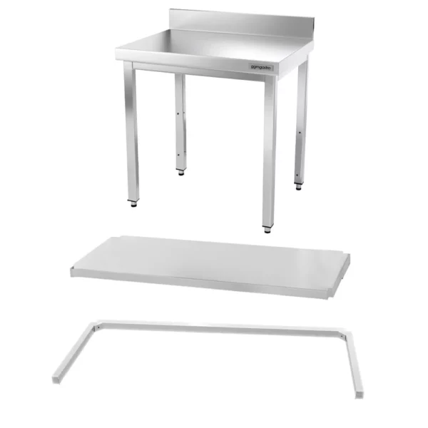 Nerezový pracovný stôl PREMIUM - 800x700mm - s podnožou, podperou a výstuhou - Image 13