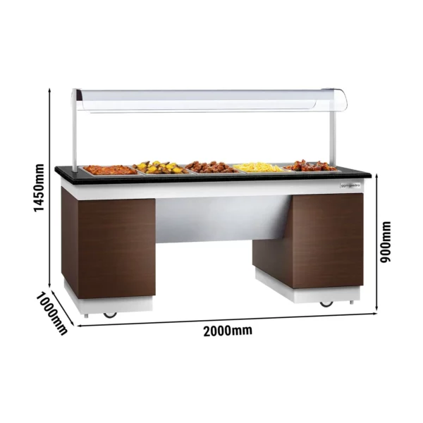 Bainmarie - Bufetový ostrovček - 2,0 x 1,0 m - 5x GN 1/1