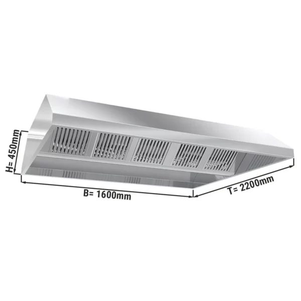 Stropný digestor 1,6 m - s filtrom a lampou