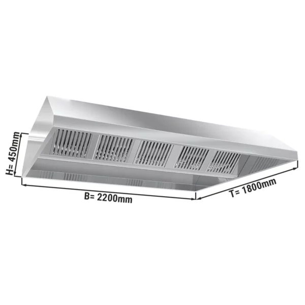 Stropný digestor 2,2 m - s filtrom a lampou