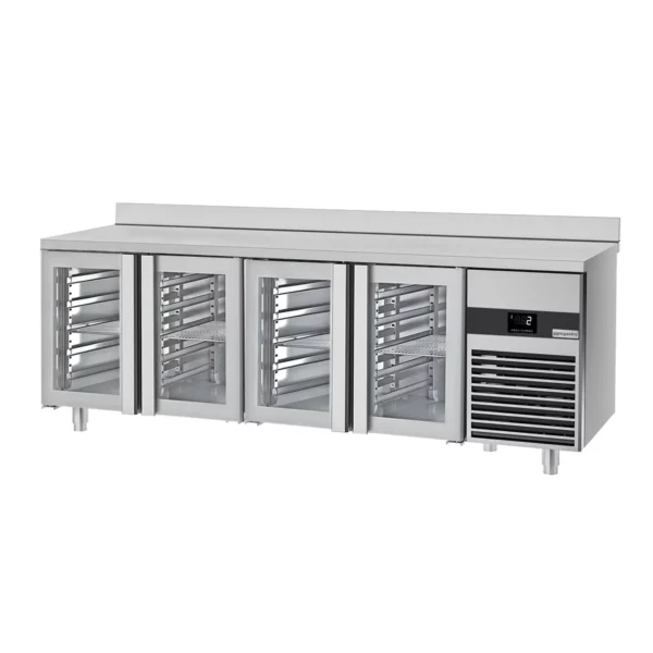 Chladiaci stôl PREMIUM - 2300x700mm - so 4 sklenenými dvierkami a zadným krytom - Image 4
