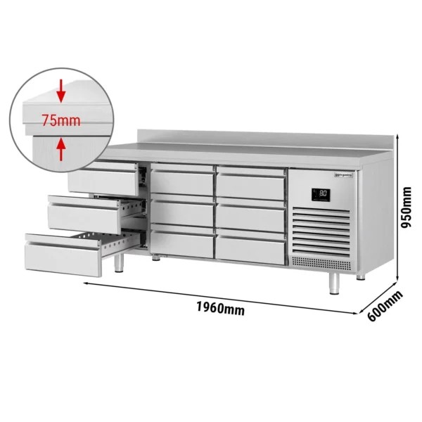 Chladiaci stôl PREMIUM PLUS - 1960x600mm - 9 zásuviek a zásuvka