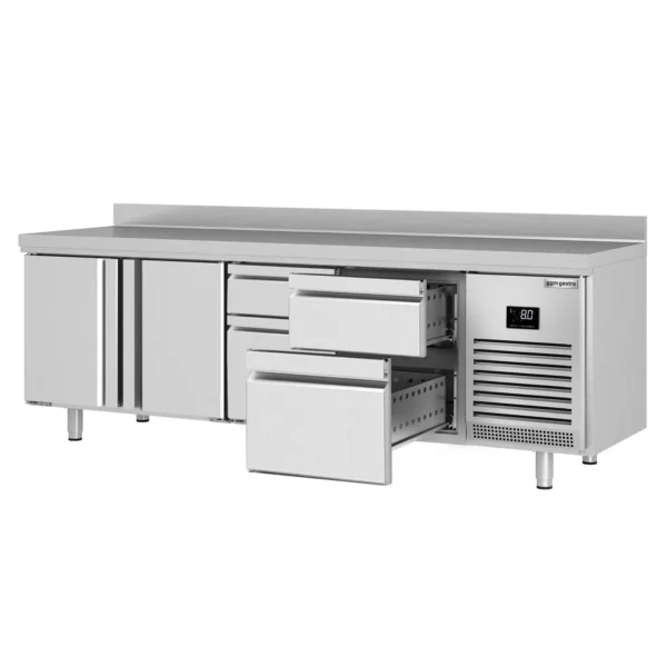 Chladiaci stôl PREMIUM PLUS - 2452 x 600 mm - s 2 dvierkami a 4 zásuvkami a so zadnou stenou - Image 7