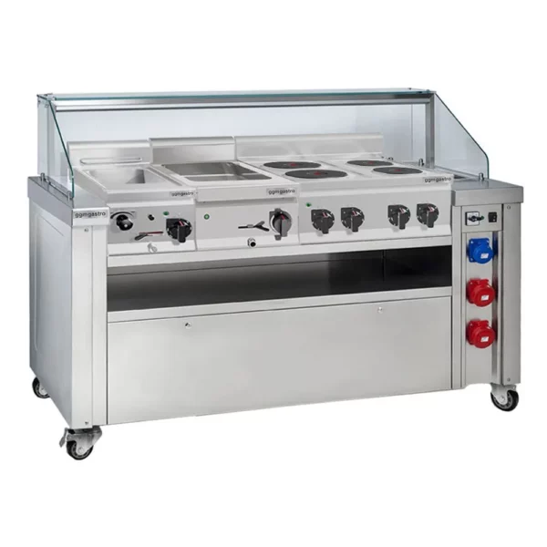 Mobilná varná doska - 1600x850mm - výška: 1170mm - vrátane variča cestovín, elektrického sporáka a vane-marie - Image 12