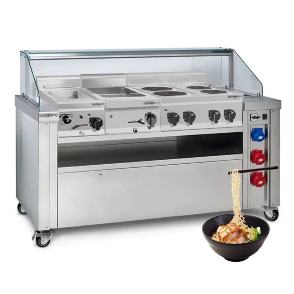 Mobilná varná doska - 1600x850mm - výška: 1170mm - vrátane variča cestovín, elektrického sporáka a vane-marie - Image 13