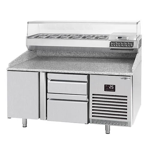 Chladiaci stôl na pizzu PREMIUM PLUS - 1490x700mm - s 1 dvierkami a 2 zásuvkami - vrátane chladiacej vitríny - 6x GN 1/4 - Image 6