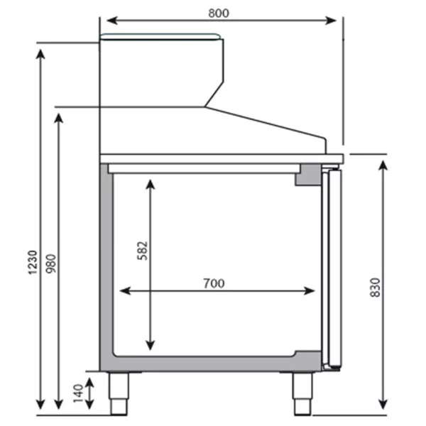 Chladiaci stôl na pizzu PREMIUM PLUS - 2305x800mm - s 2 dvierkami a 2 zásuvkami - vrátane chladiacej vitríny - 10x GN 1/3 - Image 9