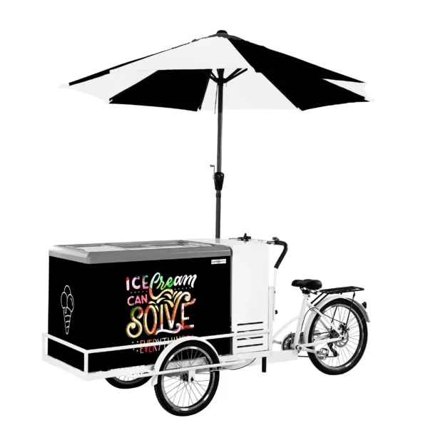 Ľadový bicykel - s LED osvetleným dáždnikom - 6-rýchlostné prevody Shimano - pre 7x 5-litrové nádoby na ľad - Image 3