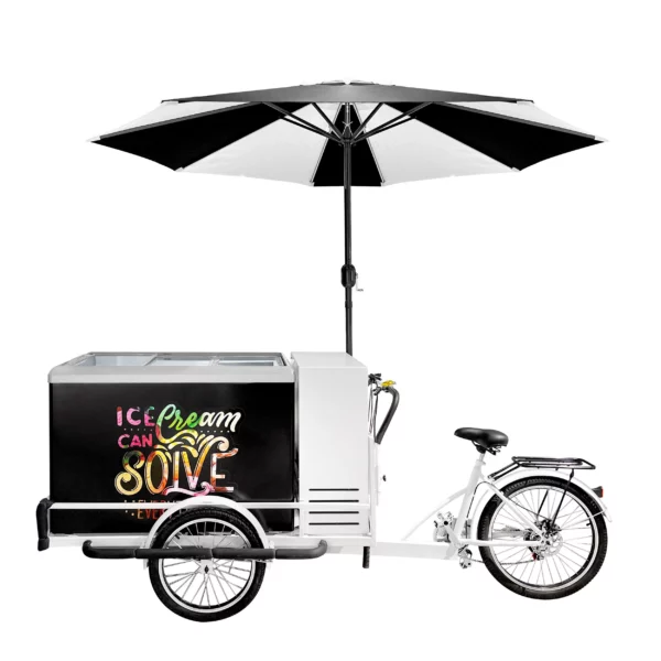 Ľadový bicykel - s LED osvetleným dáždnikom - 6-rýchlostné prevody Shimano - pre 7x 5-litrové nádoby na ľad - Image 6