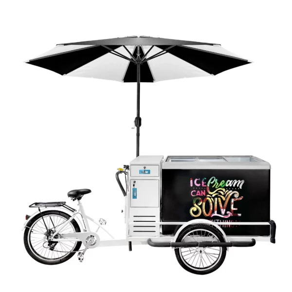 Ľadový bicykel - s LED osvetleným dáždnikom - 6-rýchlostné prevody Shimano - pre 7x 5-litrové nádoby na ľad - Image 7