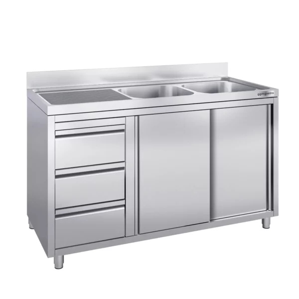 Skrinka s umývadlom - 1600x700mm - s 3 zásuvkami a 2 umývadlami na pravej strane - Image 3