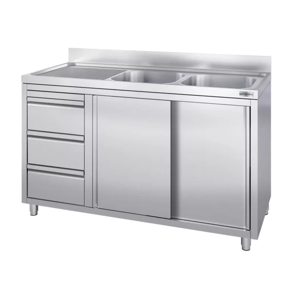 Skrinka s umývadlom - 1600x700mm - s 3 zásuvkami a 2 umývadlami na pravej strane - Image 4