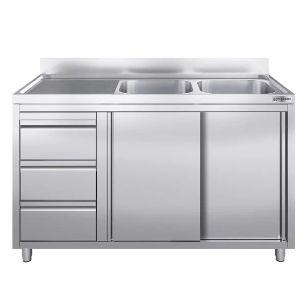 Skrinka s umývadlom - 1600x700mm - s 3 zásuvkami a 2 umývadlami na pravej strane - Image 5