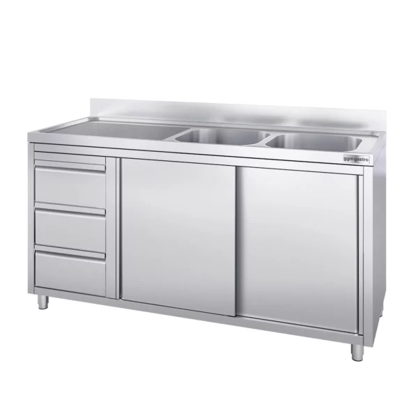 Skrinka pod umývadlo - 2000 x 600 mm - s 3 zásuvkami a 2 umývadlami vpravo - Image 5