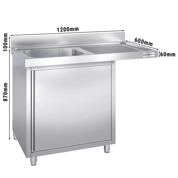 Drezová skrinka k umývačke riadu- 1200mm - 1 umývadlo vľavo Š400xH400xV250mm