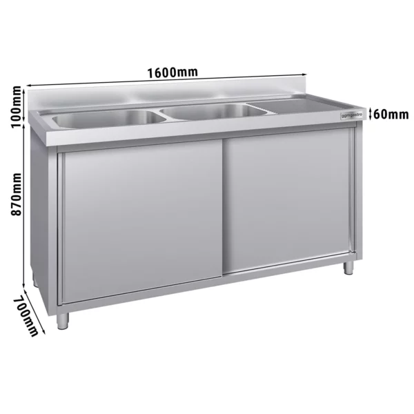 Drezová skrinka ECO - 1600x700mm - s 2 umývadlami vľavo
