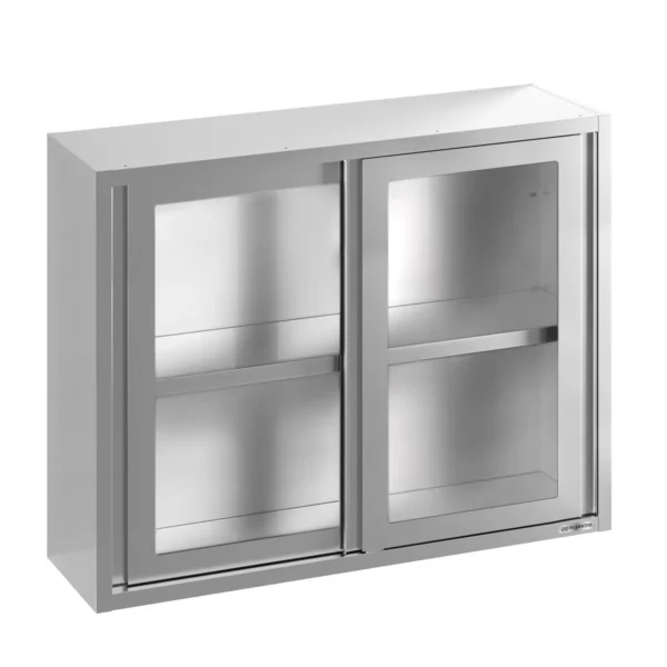 Nerezová nástenná skrinka - 1000x400 mm - posuvné sklenené dvere - výška 1000 mm - Image 2