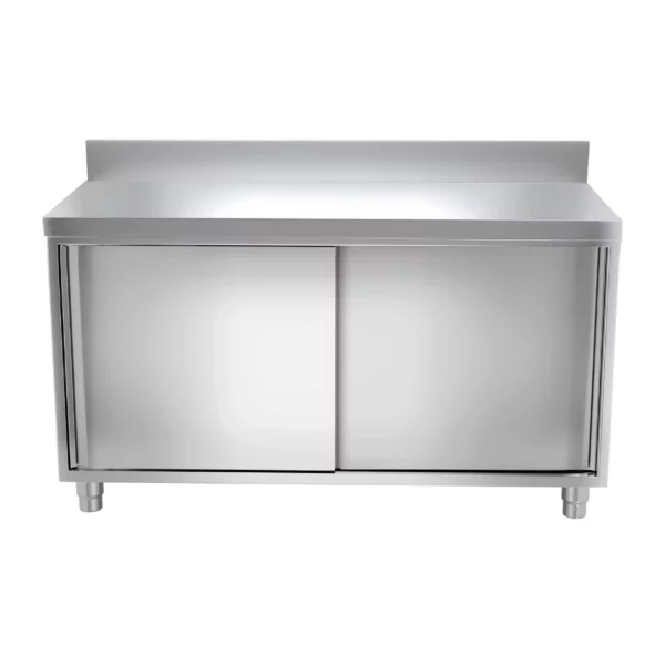 Nerezová pracovná skriňa PREMIUM - 1000x800mm - s posuvnými dverami a podstavcom - Image 7