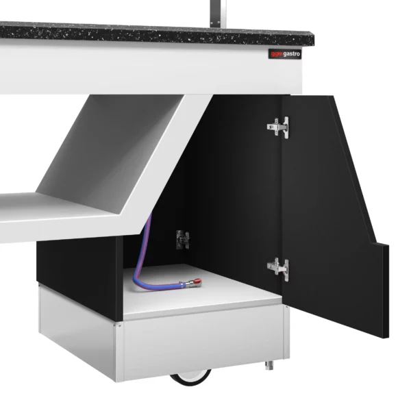 Bufetová vitrína ohrevná - s Bain Marie & kolieskami - 1600mm - pre 4x GN 1/1 - Image 9
