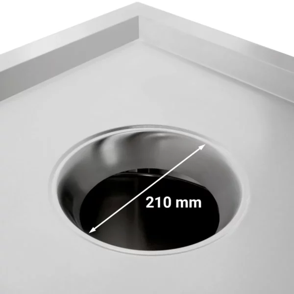 Odpadkový kôš s rolovacím kontajnerom - otvárací otvor a predný výsuv - 50L - nerez - Image 2