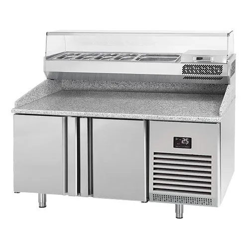 Chladiaci stôl na pizzu PREMIUM PLUS - 1783x800mm - s 2 dvierkami - vrátane chladiacej vitríny - 6x GN 1/3 - Image 8