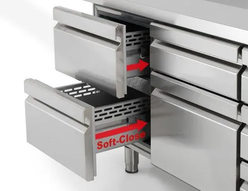 Chladiaci stôl PREMIUM PLUS - 2452 x 600 mm - s 1 dvierkami a 6 zásuvkami a so zadnou stenou - Image 11