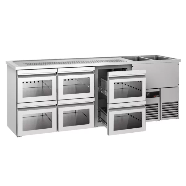 Pivný bar PREMIUM - 2500x700mm - 6 sklenených zásuviek - Image 3