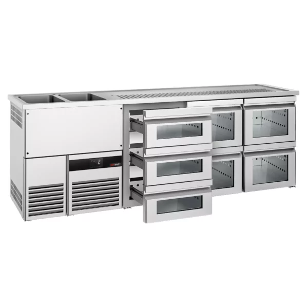 Pivný bar PREMIUM - 2500x700mm - 7 sklenených zásuviek - Image 3