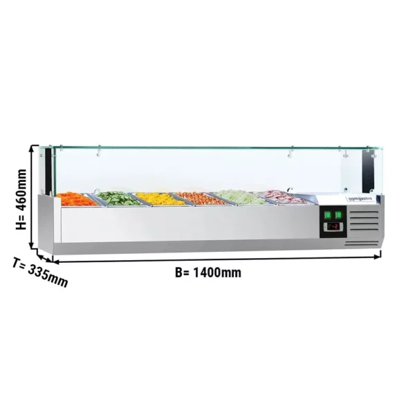 Chladiaca vitrína PREMIUM  s LED svetlom - 1400x335mm - 6x GN 1/4 - Image 2