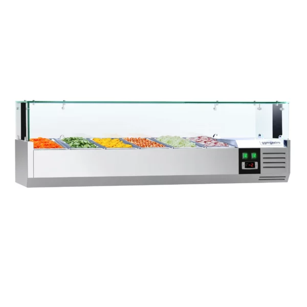 Chladiaca vitrína PREMIUM  s LED svetlom - 1400x335mm - 6x GN 1/4