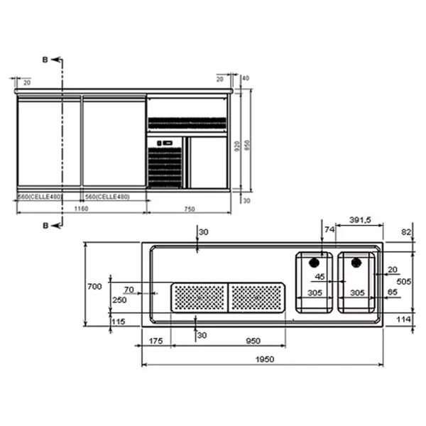 Pivný bar PREMIUM PLUS- 1950x700mm - s 2 zásuvkami - Image 3