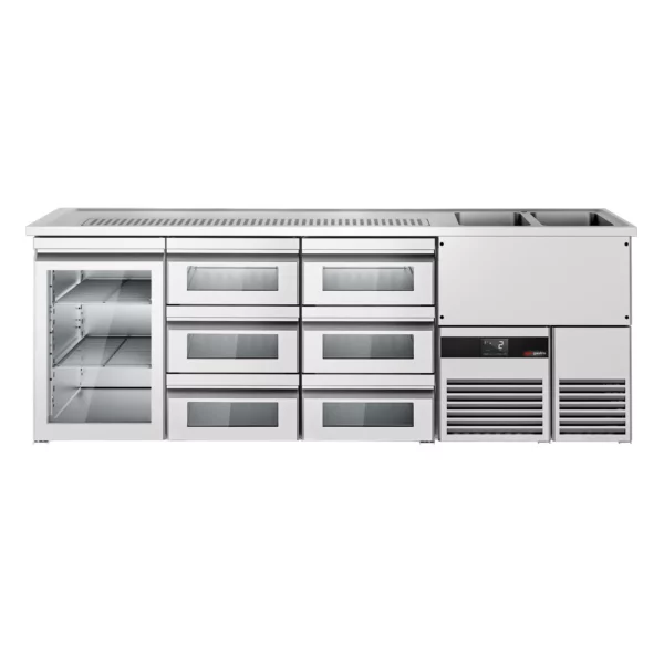 Pivný bar PREMIUM - 2500x700mm - 1 sklenené dvierka a 6 sklenených zásuviek - Image 4