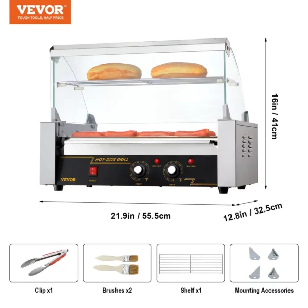Elektrický gril na hotdog, valčekový gril na hotdog 7 valčekov, 1,4 kW - Image 7