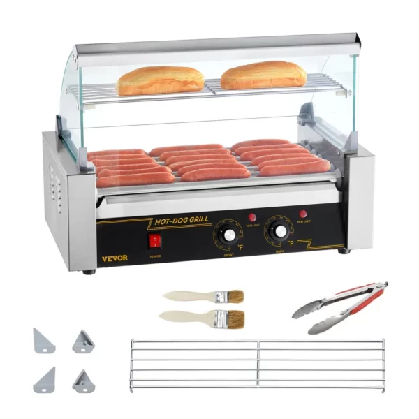 Elektrický gril na hotdog, valčekový gril na hotdog 7 valčekov, 1,4 kW