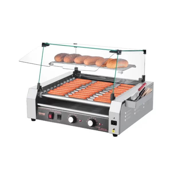 Elektrický gril na hotdog, valčekový gril, gril na klobásy, ohrievač žemlí, 2200 W
